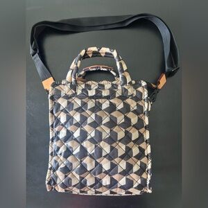 MZ Wallace Geometric Black and Tan Tote